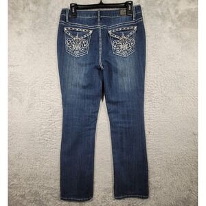 Earl Bootcut Jeans Women 8 Blue Rhinestone Embellished Distressed 31x31